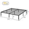Double Metal Bed Frame Strong Platform Bed Frame Heavy Duty Black 153 x 203 cm