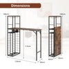 Table Dining Metal Coffee Bar with Glass Racks-Brown
