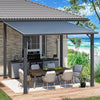 3x3m Aluminium Lean-to Gazebo, Wall-Mounted Iron Hardtop Roof Pergola