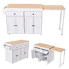 Extendable Kitchen Island on Wheels Rolling Storage Trolley w/ 2 Drawers 4 Doors