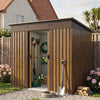 4x8FT Garden Shed Metal Pent Roof Outdoor Storage House With Free Foundation Kit