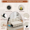 Sofa Bed Pull Out Sectional Couch Bed Convertible Settee with Storage, Beige