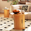 40CM/60CM Coffee Table Round Wood Side Table Sets With Hidden Storage Walnut