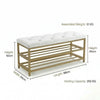 2-Tier Velvet Top Bamboo Gold Metal Shoe Rack Stand Shoe Storage Shelf Hallway