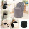 Ottoman Storage Stool Ribbed Round Pouffe Seat 3-in-1 Compact Chair Footstool