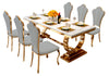 Luxury Marble Table Dining Set of 6 Chairs in Grey Leather & Marble Dining Top