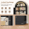 Arched Bookcase with Drawers Arch Display Cabinet Tall Bookshelf 79.5x36x177cm