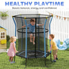 Kids Trampoline Mini Bouncer with Enclosure Safety Net For Ages 3-10 Years - Blu