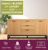 Large Sideboard, Metal-Based Oak Effect Storage Cabinet with Drawers & Cupboards