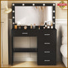 Large LED Light Mirror Dressing Table Set with 5 Drawers Vanity Make up Desk UK