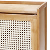140cm Tall Cabinet Storage Cupboard Living Room Sideboard Unit with Rattan Doors