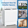 Compact Mini Laundry Washer Twin Tub Washing Machine-White+Grey