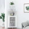 Corner Bar Cabinet with Wine Rack & Glass Holder,4 Tier Bar Unit with Mesh Door