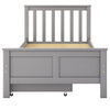 3ft Single Bed Wooden Solid Pine Kids Storage Bed Frame w/ 2 Drawers Grey 90x190
