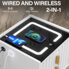 Modern LED Bedside Table with 2 Drawers Bedside Cabinet with Wireless Charging
