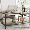 2-Tier Coffee Table End Table Living Room Center Table with Mesh Storage Shelf
