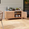Patio Storage Cabinet 2-Door Storage Container with Faux Marble Top