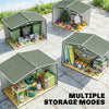 Outsunny 9 x 6FT Galvanised Garden Storage Shed with Sliding Door, Light Green