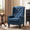 Retro Accent Chair Wingback Armchair with Wood Frame for Living Room Dark Grey