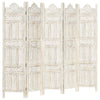 Hand carved 5-Panel Room Divider White 200x165 Solid Wood R3V3