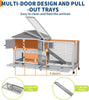 2-Story Wooden Rabbit Hutch Chicken Coop with Wheel and Roof Outdoor Bunny Cage