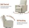Swivel Rocking Recliner Chair Manual Leather Glider with Lumbar Padded Armrest🔥