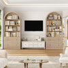 Arched Bookcase with Drawers Arch Display Cabinet Tall Bookshelf 79.5x36x177cm