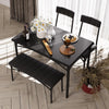 Black Dining Table Set for 4 with Bench & 2 Upholstered Chairs,Kitchen Table Set