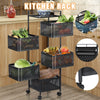 Kitchen Rotating Trolley Shelf Vegetable Fruit Basket Storage Rack Square Holder