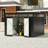 Galvanised Metal Garden Shed Outdoor Tool Storage House with Lockable Door Black