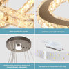 K9 Crystal 3 Ring Chandelier LED Ceiling Lights Pendant Light Dimmable w. Remote
