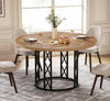 120cm Round Dining Table Industrial Kitchen Table w/ Metal Frame for Dining Room