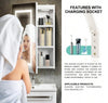 LED Bathroom Mirror Cabinet with Shaver Socket 3 Color Lighting Demister 60*45cm