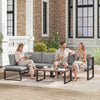 Outdoor Sofa 4-Piece Garden Furniture Set with Texteline Mesh, Dark Grey