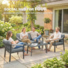 Aluminium Garden Furniture Set, 4 Seater Outdoor Patio Furniture, Black