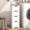4-Drawer Bathroom Cabinet Narrow Floor Standing Cabinet White