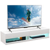 Floating TV Unit Stand, Wall Mount TV Cabinet with Storage LED Lights