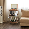 Ikkle Rustic Record Player Stand, End Table with Record Storage, Vinyl Record St