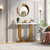 Modern Gold Console Table, 39.37-Inch Faux Marble Entryway Sofa Table for Foyer