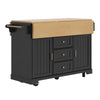 Kitchen Island on Wheels Rolling Storage Trolley with Extendable Worktop, Black