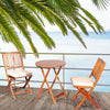 Outdoor Acacia Wood Chair and Table Set With Padded Cushion