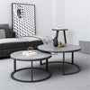 Set of 2 Round Nesting Coffee Table Compact Stacking Side Tables Space-saving