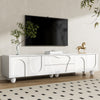 Minimalist White TV Cabinet 180cm with Doors, Storage Drawers & Solid Wood Legs