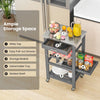 Rolling Kitchen Storage Trolley Cart Cupboard Island Stainless Steel Top Grey