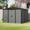 8 x10ft Garden Storage Shed with Double Sliding Door Grey Wood Effect, FREE BASE
