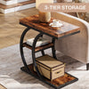 Industrial C-Space End Table, 3-Tier Narrow Small Side Table for Small Spaces