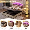 Upholstered Ottoman Storage Bed, 5ft King Size Bed Frame with LED & USB, Beige