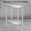 Stainless Steel Commercial Prep Table Work Bench Kitchen with Overshelf 2 Tier