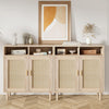 Set of 2 Modern Rattan Sideboard Cabinets – Buffet Storage with Shelves for Home