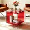 Acrylic Side Table Acrylic End Table Decorative Bathroom Bedroom with Sleek Edge